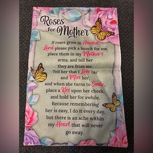 Floral Butterfly Memorial Garden Flag with Sentimental Poem